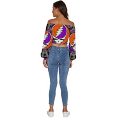 Long Sleeve Crinkled Weave Crop Top 