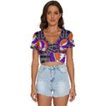 Gratefuldead Grateful Dead Pattern V-Neck Crop Top