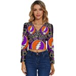 Gratefuldead Grateful Dead Pattern Long Sleeve V-Neck Top