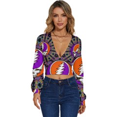 Long Sleeve Deep-V Velour Top 