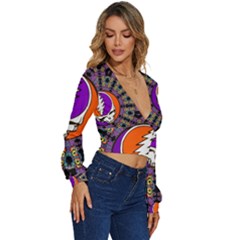 Long Sleeve Deep-V Velour Top 