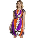 Gratefuldead Grateful Dead Pattern Cap Sleeve High Waist Dress