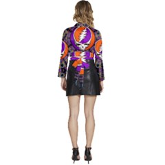 Long Sleeve Tie Back Satin Wrap Top 