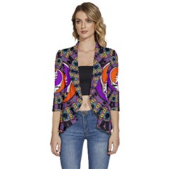 Women s 3/4 Sleeve Ruffle Edge Open Front Jacket 