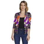 Gratefuldead Grateful Dead Pattern Women s Draped Front 3/4 Sleeve Shawl Collar Jacket
