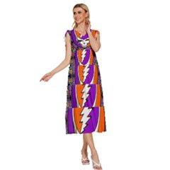 V-Neck Drawstring Shoulder Sleeveless Maxi Dress 