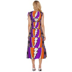 V-Neck Drawstring Shoulder Sleeveless Maxi Dress 