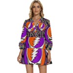 Gratefuldead Grateful Dead Pattern V-Neck Placket Mini Dress