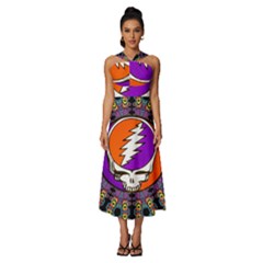 Sleeveless Cross Front Cocktail Midi Chiffon Dress 
