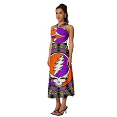 Sleeveless Cross Front Cocktail Midi Chiffon Dress 