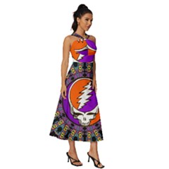 Sleeveless Cross Front Cocktail Midi Chiffon Dress 