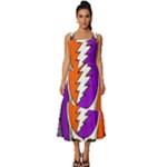 Gratefuldead Grateful Dead Pattern Square Neckline Tiered Midi Dress