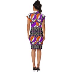 Vintage Frill Sleeve V-Neck Bodycon Dress 
