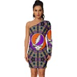 Gratefuldead Grateful Dead Pattern Long Sleeve One Shoulder Mini Dress
