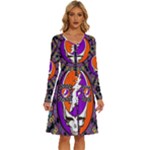 Gratefuldead Grateful Dead Pattern Long Sleeve Dress With Pocket