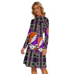 Long Sleeve Shirt Collar A-Line Dress 