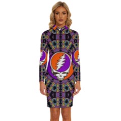 Long Sleeve Shirt Collar Bodycon Dress 