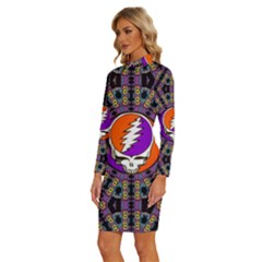 Long Sleeve Shirt Collar Bodycon Dress 