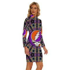 Long Sleeve Shirt Collar Bodycon Dress 