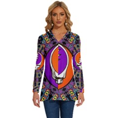 Long Sleeve Drawstring Hooded Top 