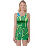 Golf Course Par Golf Course Green One Piece Boyleg Swimsuit