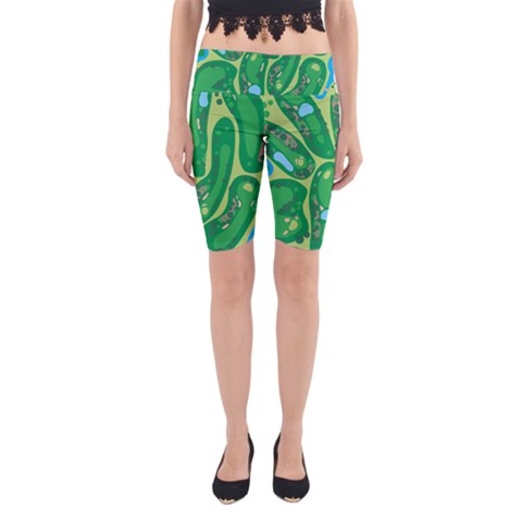 Golf Course Par Golf Course Green Yoga Cropped Leggings from ArtsNow.com