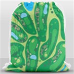 Golf Course Par Golf Course Green Drawstring Bag (Large)