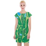 Golf Course Par Golf Course Green Cap Sleeve Bodycon Dress