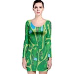 Golf Course Par Golf Course Green Long Sleeve Velvet Bodycon Dress