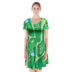 Golf Course Par Golf Course Green Short Sleeve V-neck Flare Dress