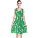 Golf Course Par Golf Course Green V-Neck Midi Sleeveless Dress 