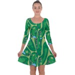 Golf Course Par Golf Course Green Quarter Sleeve Skater Dress