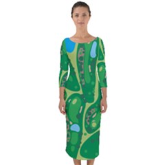 Quarter Sleeve Midi Bodycon Dress 