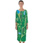 Golf Course Par Golf Course Green Quarter Sleeve Midi Bodycon Dress