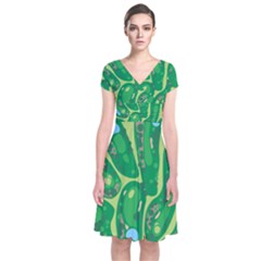 Short Sleeve Front Wrap Dress 