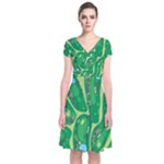 Golf Course Par Golf Course Green Short Sleeve Front Wrap Dress
