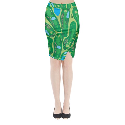 Golf Course Par Golf Course Green Midi Wrap Pencil Skirt from ArtsNow.com