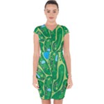 Golf Course Par Golf Course Green Capsleeve Drawstring Dress 