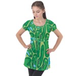 Golf Course Par Golf Course Green Puff Sleeve Tunic Top