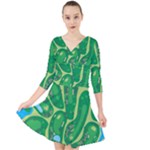 Golf Course Par Golf Course Green Quarter Sleeve Front Wrap Dress