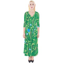 Quarter Sleeve Wrap Maxi Dress 
