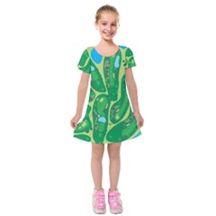 Golf Course Par Golf Course Green Kids  Short Sleeve Velvet Dress from ArtsNow.com