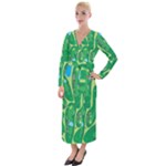 Golf Course Par Golf Course Green Velvet Maxi Wrap Dress