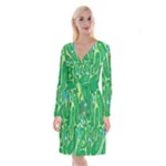 Golf Course Par Golf Course Green Long Sleeve Velvet Front Wrap Dress