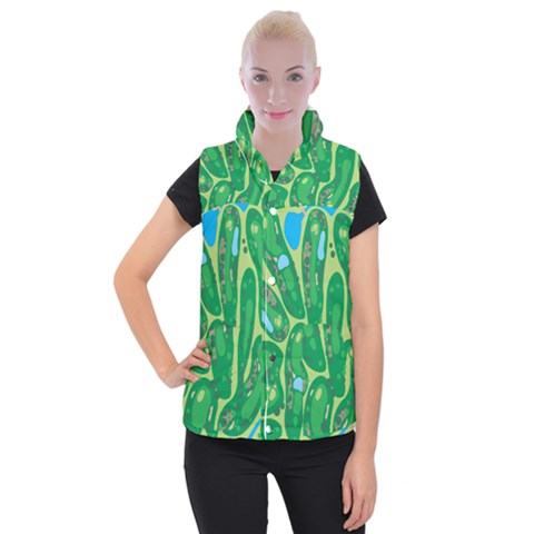 Golf Course Par Golf Course Green Women s Button Up Vest from ArtsNow.com
