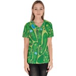 Golf Course Par Golf Course Green Women s V-Neck Scrub Top