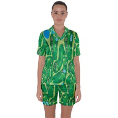 Satin Short Sleeve Pajamas Set 