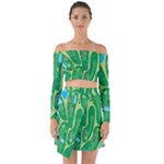 Golf Course Par Golf Course Green Off Shoulder Top with Skirt Set