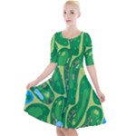 Golf Course Par Golf Course Green Quarter Sleeve A-Line Dress