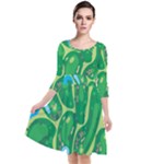 Golf Course Par Golf Course Green Quarter Sleeve Waist Band Dress